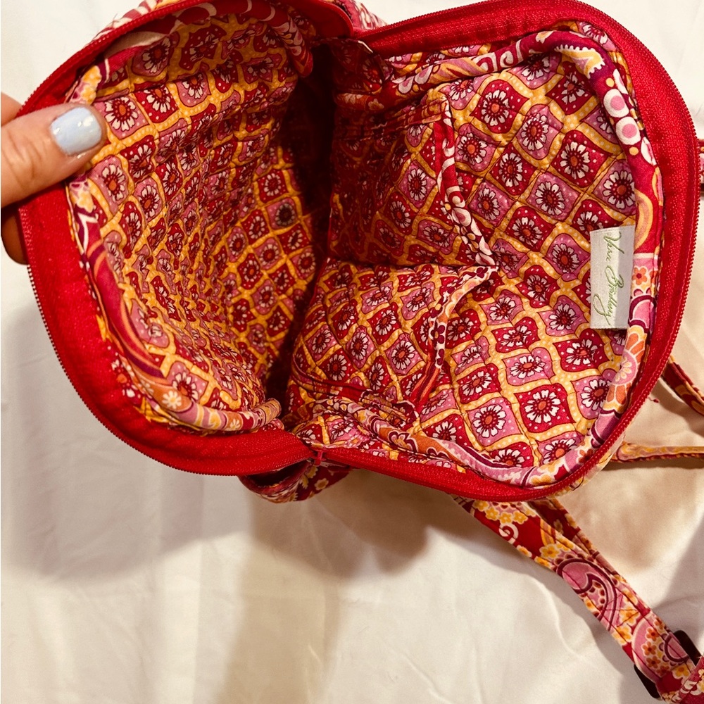 Vera Bradley Red Paisley Quilted Backpack Purse Crossbody Bag - Picture 7 of 14